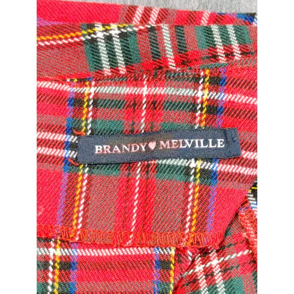 Brandy Melville High Waist Mini Skirt 90s Tartan Plaid Holiday Womens Waist 22/S - Picture 4 of 10